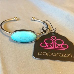 Silver Cuff with Blue Crackle Stone